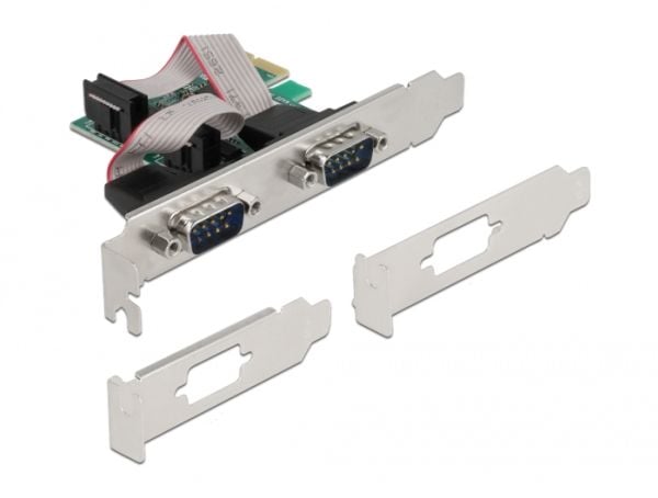 Delock - Seriell adapter - PCIe 2.0 lav profil - RS-232 x 2 - grønn