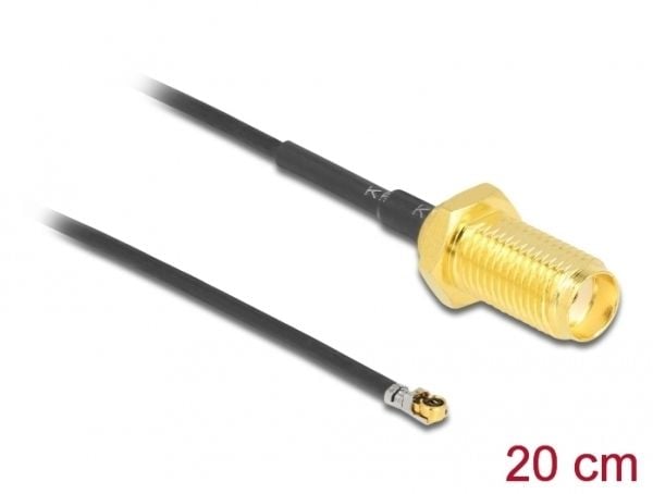 Delock - Antennekabel - SMA (hunn) skott til MHF 4L LK (hann) - 20 cm - 1.37 mm - koaksial - grå, svart