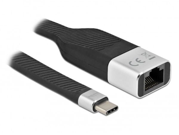 Delock - Nettverksadapter - USB-C 3.2 Gen 1 - Gigabit Ethernet - sølv, svart