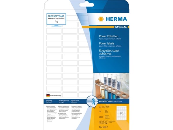 HERMA - Papir - matt - selv-adhesiv - hvit - 37 x 13 mm 2125 etikett(er) (25 ark x 85) merkelapper