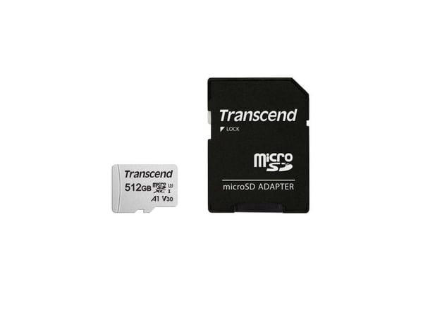 Transcend 300S - Flashminnekort (adapter inkludert) - 512 GB - A1 / Video Class V30 / UHS-I U3 / Class10 - microSDXC