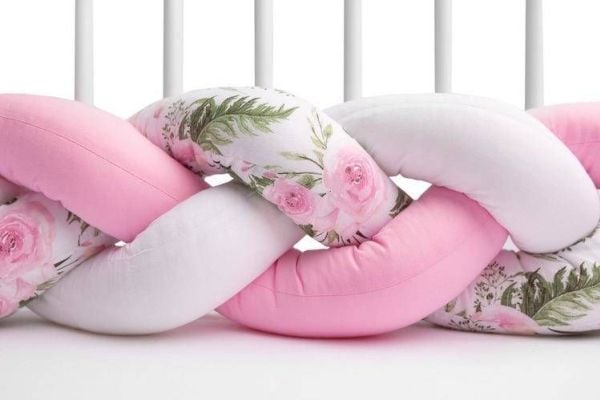 Sensillo flette til vognseng rosa blomster 210 cm 2221 / 3448