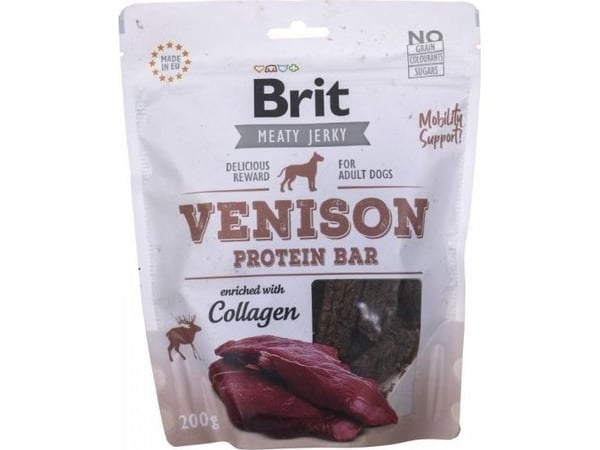 Brit BRIT MEATY JERKY Hjortekjøtt Proteinbar SPILL 200g