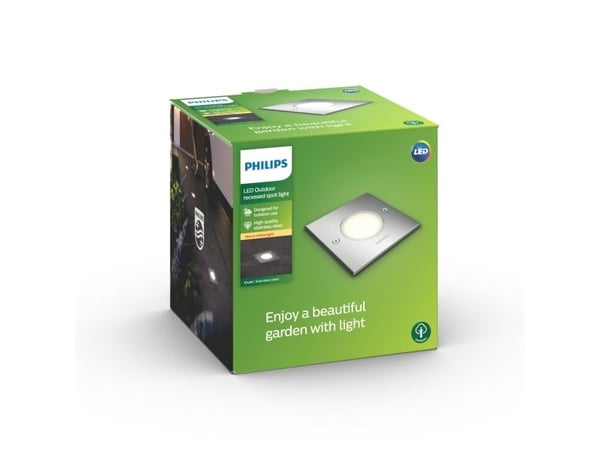 Philips myGarden Innfelt spotlight, Utendørs spotbelysning, Rustfritt stål, Rustfritt stål, Syntetisk, IP67, Hage, Terrasse, II