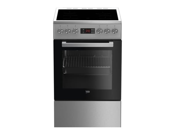 Beko FSM57300GX, Frittstående komfyr, Rustfritt stål, Rotasjon, Berøringskontroll, Front, Emalje, Keramisk