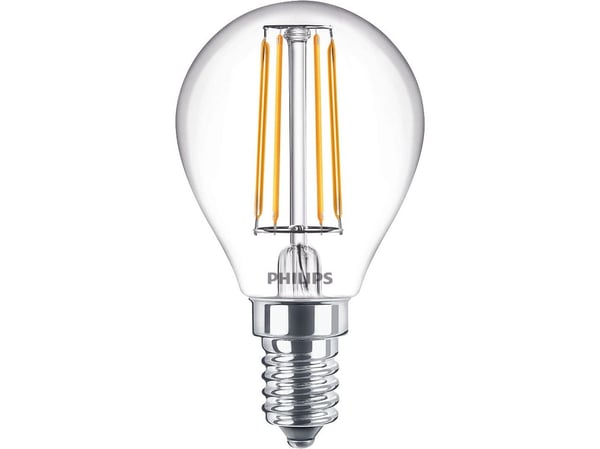 Philips - LED-filamentlyspære - form: P45 - klar finish - E14 - 4.3 W (ekvivalent 40 W) - klasse F - varmt hvitt lys - 2700 K (en pakke 2)