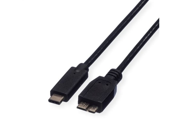 ROLINE 11.02.9005, 0,5 m, USB C, Micro-USB B, USB 3.2 Gen 1 (3.1 Gen 1), 5 Gbit/s, Sort