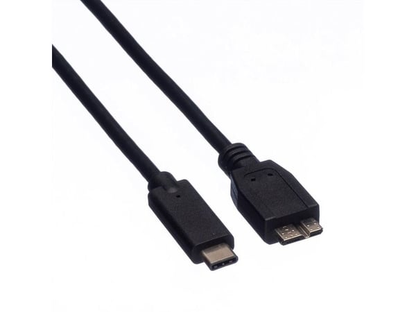 ROLINE 11.02.9005, 0,5 m, USB C, Micro-USB B, USB 3.2 Gen 1 (3.1 Gen 1), 5 Gbit/s, Sort