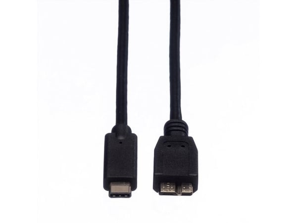 ROLINE 11.02.9005, 0,5 m, USB C, Micro-USB B, USB 3.2 Gen 1 (3.1 Gen 1), 5 Gbit/s, Sort
