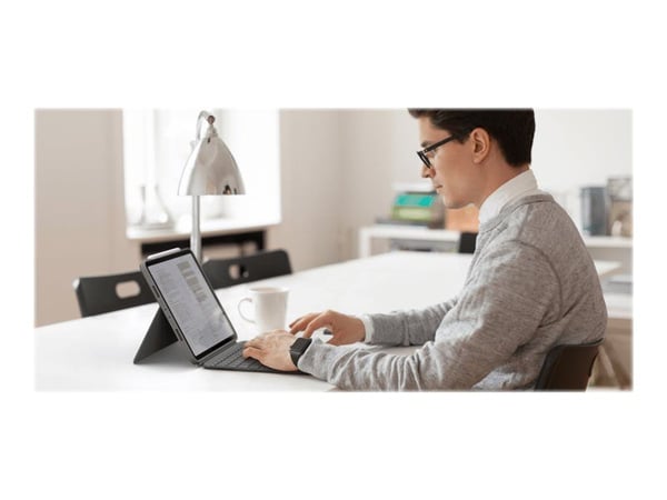 Logitech Combo Touch - Tastatur og folioveske - med styrepute - bakgrunnsbelyst - Apple Smart connector - QWERTY - Pan Nordic - Oxford-grå - for Ap...