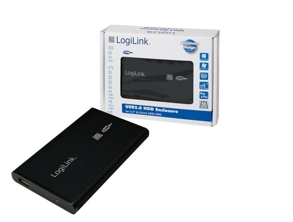 LogiLink Enclosure 2,5" S-ATA HDD USB 2.0 Alu - Lagringspakning - 2,5" - SATA 1.5Gb/s - USB 2.0 - sortering