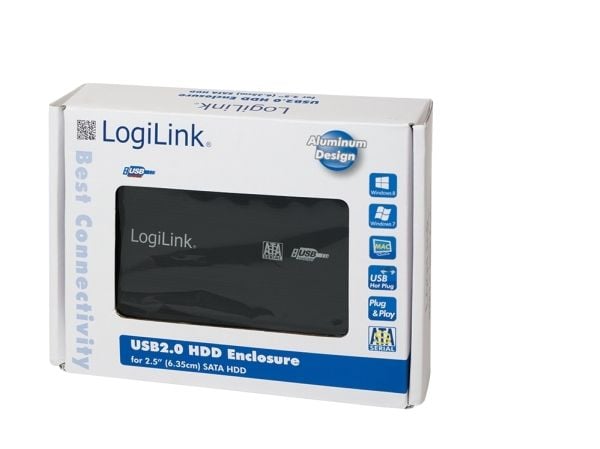 LogiLink Enclosure 2,5" S-ATA HDD USB 2.0 Alu - Lagringspakning - 2,5" - SATA 1.5Gb/s - USB 2.0 - sortering