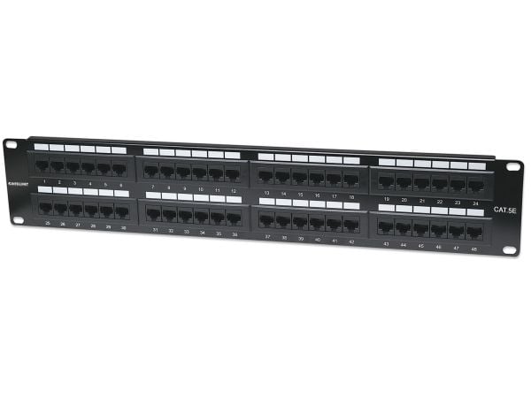 Intellinet Patch Panel, Cat5e, UTP, 48-Port, 2U, Black - Koblingspanel - CAT 5e - UTP - RJ-45 - svart - 2U - 19"