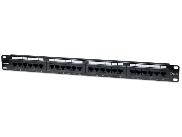 Intellinet Patch Panel, Cat6, UTP, 24-Port, 1U, Black - Koblingspanel - CAT 6 - UTP - RJ-45 X 24 - svart - 1U - 19"