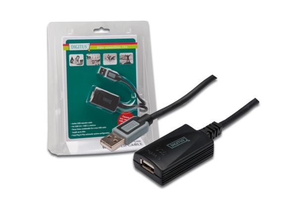 ASSMANN - USB forlængerkabel - USB (hun) til USB (han) - USB 2.0 - 5 m - aktiivinen