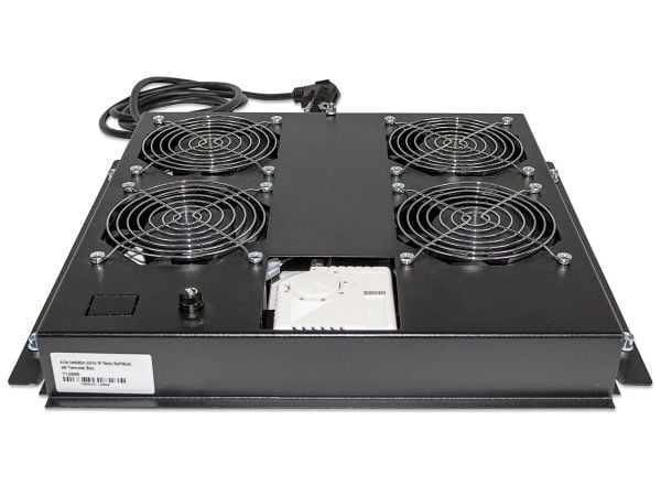 Intellinet 4-Fan Ventilation Unit for 19" Racks, Roof Mount, with Thermostat, Black - Systemviftebrett - med 4 kjølevifter, termostat - AC 220/240 ...