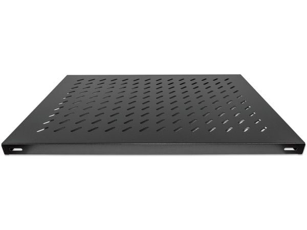 Intellinet 19" Fixed Shelf, 1U, 800mm Depth, Heavy-Duty, Max 100kg, Black - Rack-hylle - svart, RAL 9005 - 1U - 19"