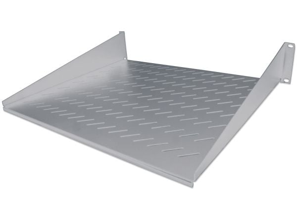 Intellinet 19" Cantilever Shelf, 2U, 2-Point Front Mount, 400mm Depth, Vented, Max 25kg, Grey, Three Year Warranty - Rack-hylle - grå, RAL 7035 - 2...