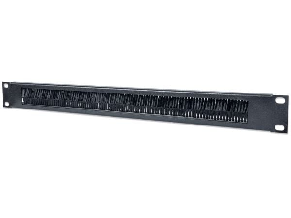 Intellinet 19" Cable Entry Panel, 1U, with Brush Insert, Black - Rackkabeladgangspanel med børste - svart, RAL 9005 - 1U - 19"