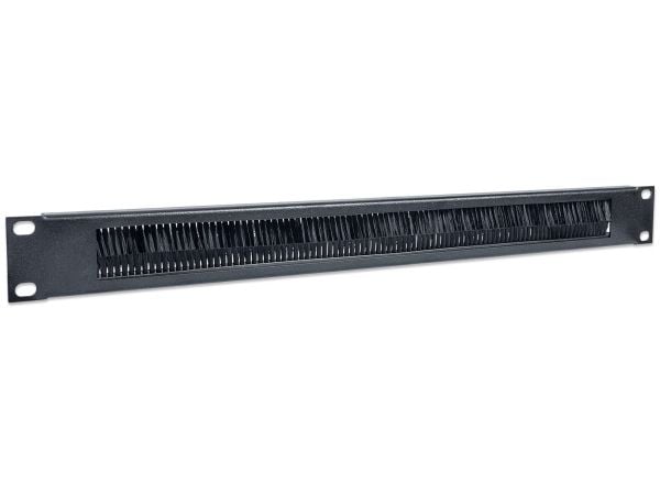 Intellinet 19" Cable Entry Panel, 1U, with Brush Insert, Black - Rackkabeladgangspanel med børste - svart, RAL 9005 - 1U - 19"