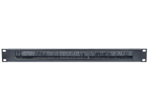 Intellinet 19" Cable Entry Panel, 1U, with Brush Insert, Black - Rackkabeladgangspanel med børste - svart, RAL 9005 - 1U - 19"