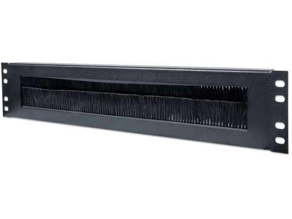 Intellinet 19" Cable Entry Panel, 2U, with Brush Insert, Black - Rackkabeladgangspanel med børste - svart, RAL 9005 - 2U - 19"