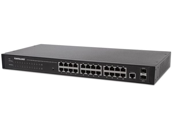 Intellinet 24-Port Network Switch, 24-Port (RJ45), Rackmount, Gigabit, 4 SFP, Ethernet Web-Smart, 10/100/1000 Mbit - Switch - Styrt - 24 x 10/100/1...