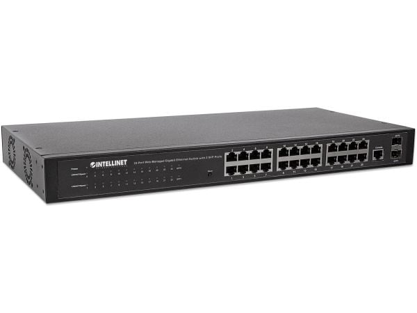 Intellinet 24-Port Network Switch, 24-Port (RJ45), Rackmount, Gigabit, 4 SFP, Ethernet Web-Smart, 10/100/1000 Mbit - Switch - Styrt - 24 x 10/100/1...