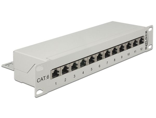 Delock - Koblingspanel - CAT 6 - RJ-45 X 12 - lysegrå - 1U - 10"