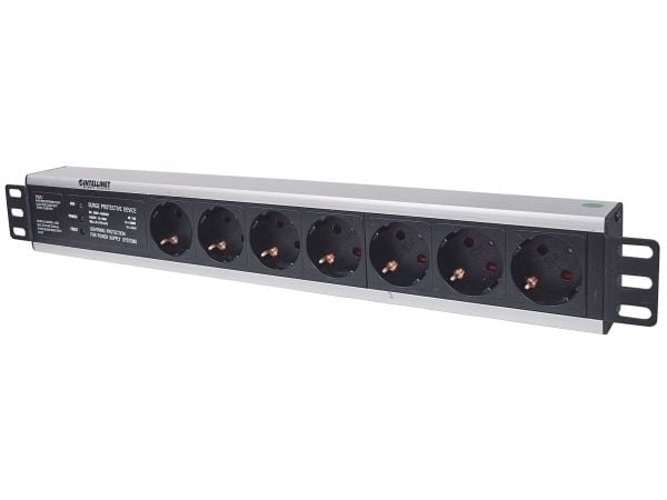 Intellinet 19" 1.5U Rackmount 7-Way Power Strip - German Type", With Surge Protection, 3m Power Cord - pistorasia (rack versio) - AC 250 V - tulo: ...
