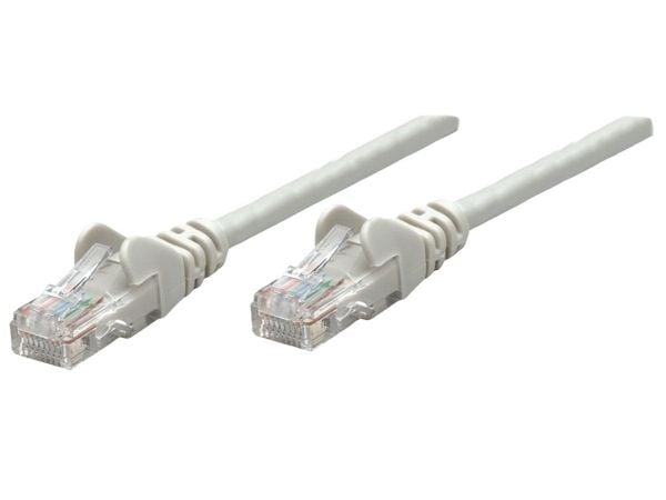 Intellinet Network Patch Cable, Cat6, 0.25m, Grey, CCA, U/UTP, PVC, RJ45, Gold Plated Contacts, Snagless, Booted, Lifetime Warranty, Polybag - Nett...