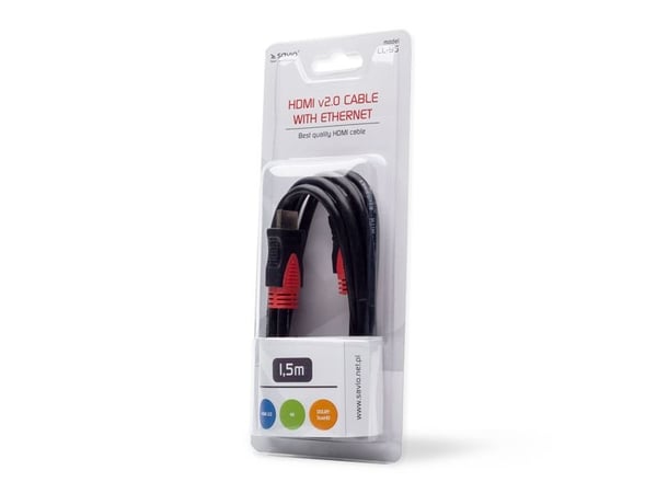 SAVIO CL-95 - HDMI-kabel med Ethernet - HDMI hann til HDMI hann - 1.5 m - svart - 4K-støtte