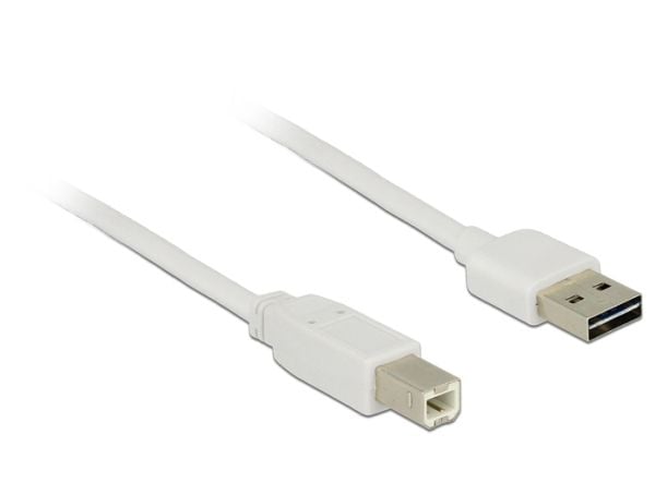 Delock Easy - USB-kabel - USB (hann) reversibel til USB-type B (hann) - USB 2.0 - 3 m - hvit