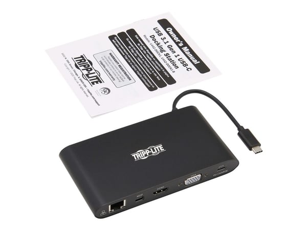 Eaton Tripp Lite Series USB 3.1 Gen 1 USB C Docking Station w/ USB-A, HDMI, VGA, mDP, Gigabit Ethernet, Mem Card, 3.5 mm & USB-C Charge 4K @ 30Hz, ...