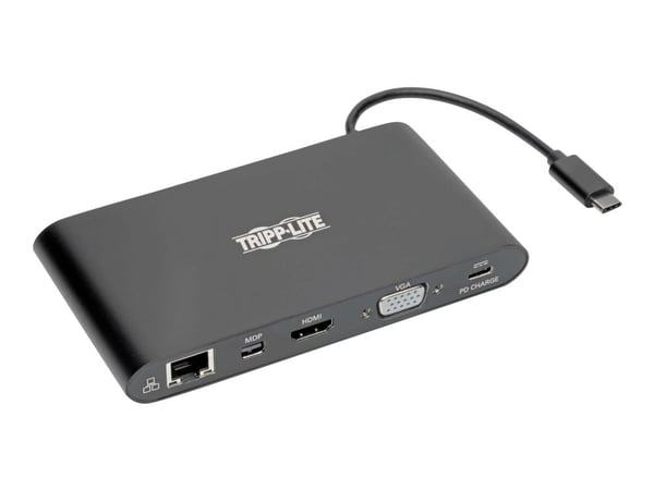 Eaton Tripp Lite Series USB 3.1 Gen 1 USB C Docking Station w/ USB-A, HDMI, VGA, mDP, Gigabit Ethernet, Mem Card, 3.5 mm & USB-C Charge 4K @ 30Hz, ...