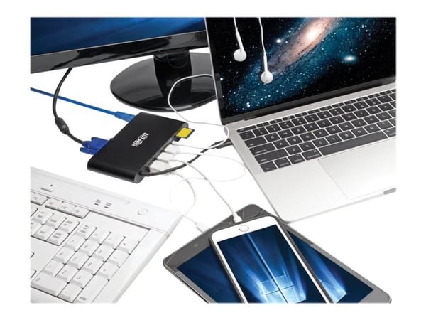 Eaton Tripp Lite Series USB 3.1 Gen 1 USB C Docking Station w/ USB-A, HDMI, VGA, mDP, Gigabit Ethernet, Mem Card, 3.5 mm & USB-C Charge 4K @ 30Hz, ...