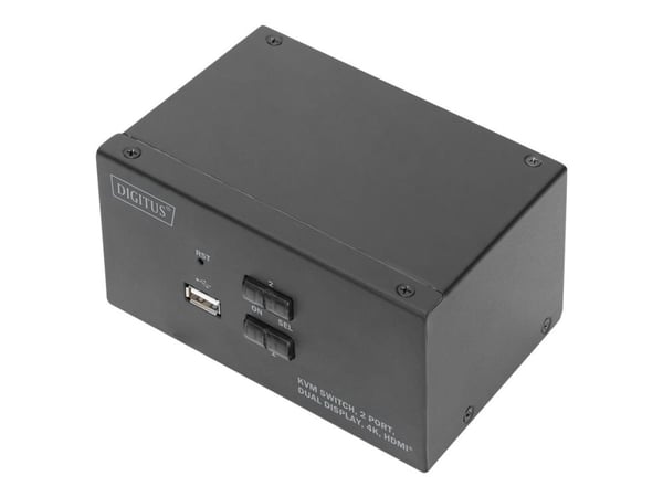 DIGITUS DS-12860 - Omkopplare för tangentbord/video/mus/ljud/USB - 2 x KVM/ljud/USB - 1 lokal användare - skrivbordsmodell
