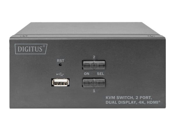 DIGITUS DS-12860 - KVM / lyd / USB-svitsj - 2 x KVM/lyd/USB - 1 lokalbruker - stasjonær