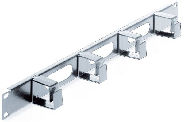 Intellinet 19" Cable Management Panel, 1U, 4 short plastic rings, Grey - Rackkabelstyringspanel - grå, RAL 7035 - 1U - 19"