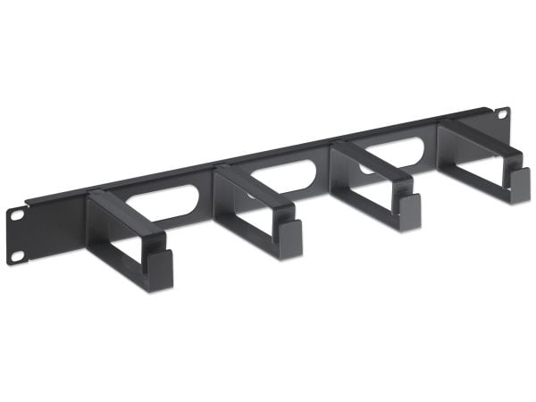 Intellinet 19" Cable Management Panel, 1U, 4 long plastic rings, Black - Rackkabelstyringspanel - svart, RAL 9005 - 1U - 19"
