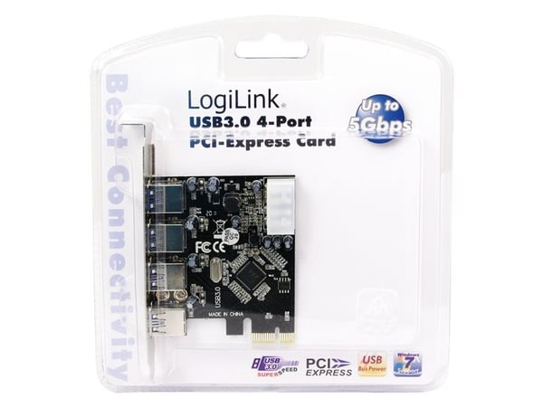 LogiLink PCI Express Interface Card USB 3.0 4x - USB-adapter - PCIe 2.0 - USB 3.0 x 4