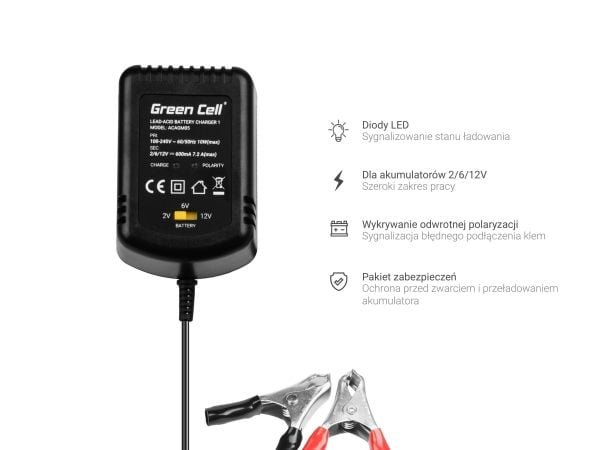 Green Cell ACAGM05, 2/6/12 V, Type C (Europlug), 0,6 A, 220-240 V, 50 Hz, Overlading