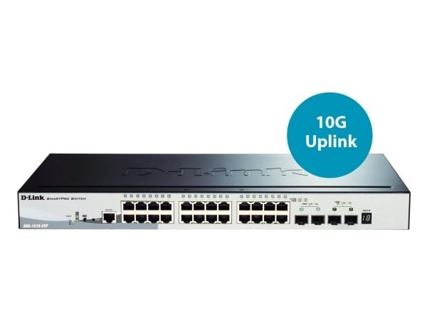 D-Link SmartPro DGS-1510-28P - Switch - L3 - Styrt - 24 x 10/100/1000 (PoE+) + 2 x Gigabit SFP + 2 x 10 Gigabit SFP+ - stasjonær, rackmonterbar - P...