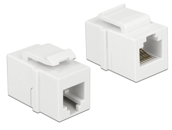 Delock - Keystone-kopler - RJ-12 (hunn) til RJ-12 (hunn) - uskjermet - CAT 3 - hvit