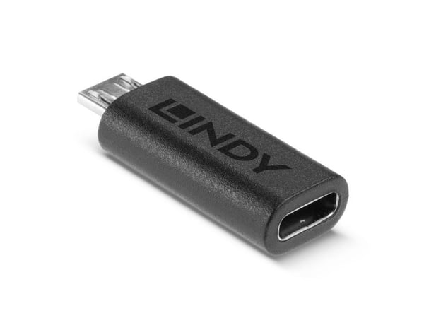 Lindy 41903, USB Type C, USB Type Micro-B, Musta