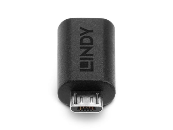 Lindy 41903, USB Type C, USB Type Micro-B, Musta