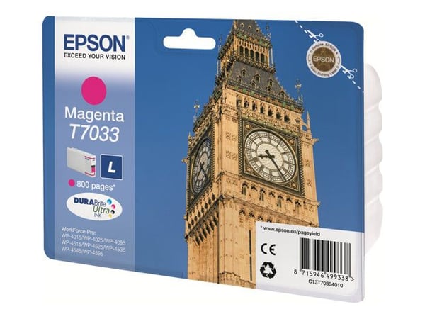 Epson T7033 - 9.6 ml - L-størrelse - magenta - original - blister - blekkpatron - for WorkForce Pro WP-4015, WP-4025, WP-4095, WP-4515, WP-4525, WP...