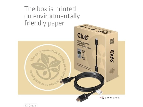 Club 3D - Ultra High Speed - HDMI-kabel - HDMI hane till HDMI hane - 3 m - svart - 4K120Hz stöd, 8K60Hz stöd
