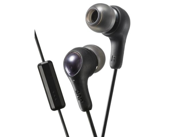 JVC HA-FX7M Gumy PLUS - Ørepropper med mikrofon - i øret - kablet - 3,5 mm jakk - lydisolerende - svart