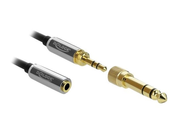 DeLOCK 85783, 3.5mm, Uros, 3.5mm, Naaras, 5 m, Musta, Harmaa